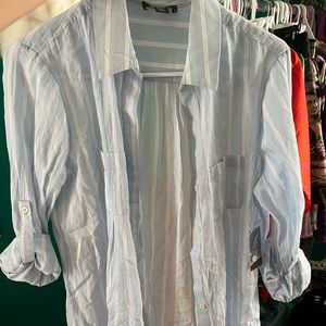 NWT Lord & Taylor button down blue and white striped